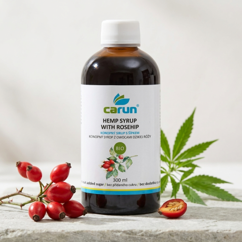 Carun BIO konopný sirup s šípkem 300 ml